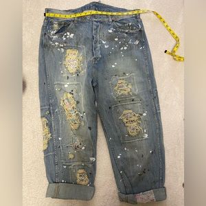 Magnolia Pearl Miner Denim with
Paint/Stains/Distressing/Floral Patches